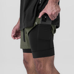 0865. Tetra-Lite® 5" Liner Short - Olive "Wings"/Black