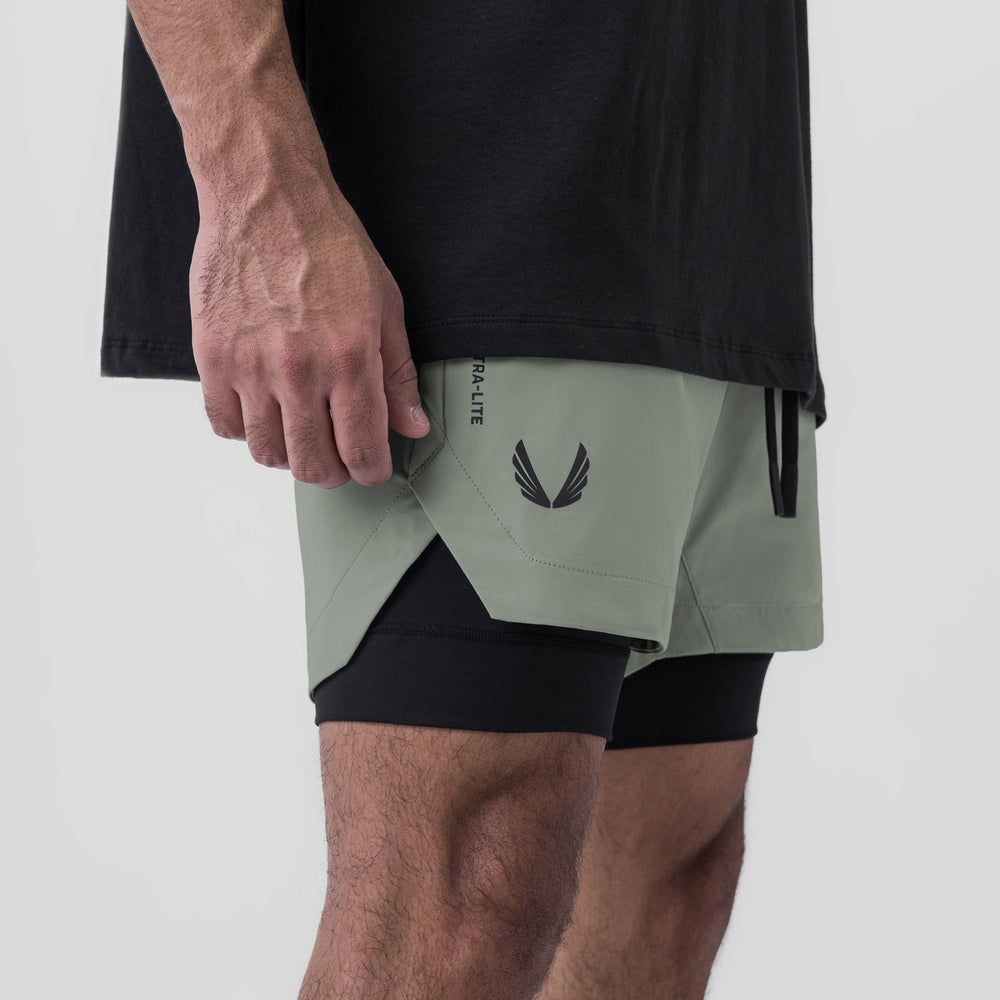 0865. Tetra-Lite® 5" Liner Short - Sage "Wings"/Black