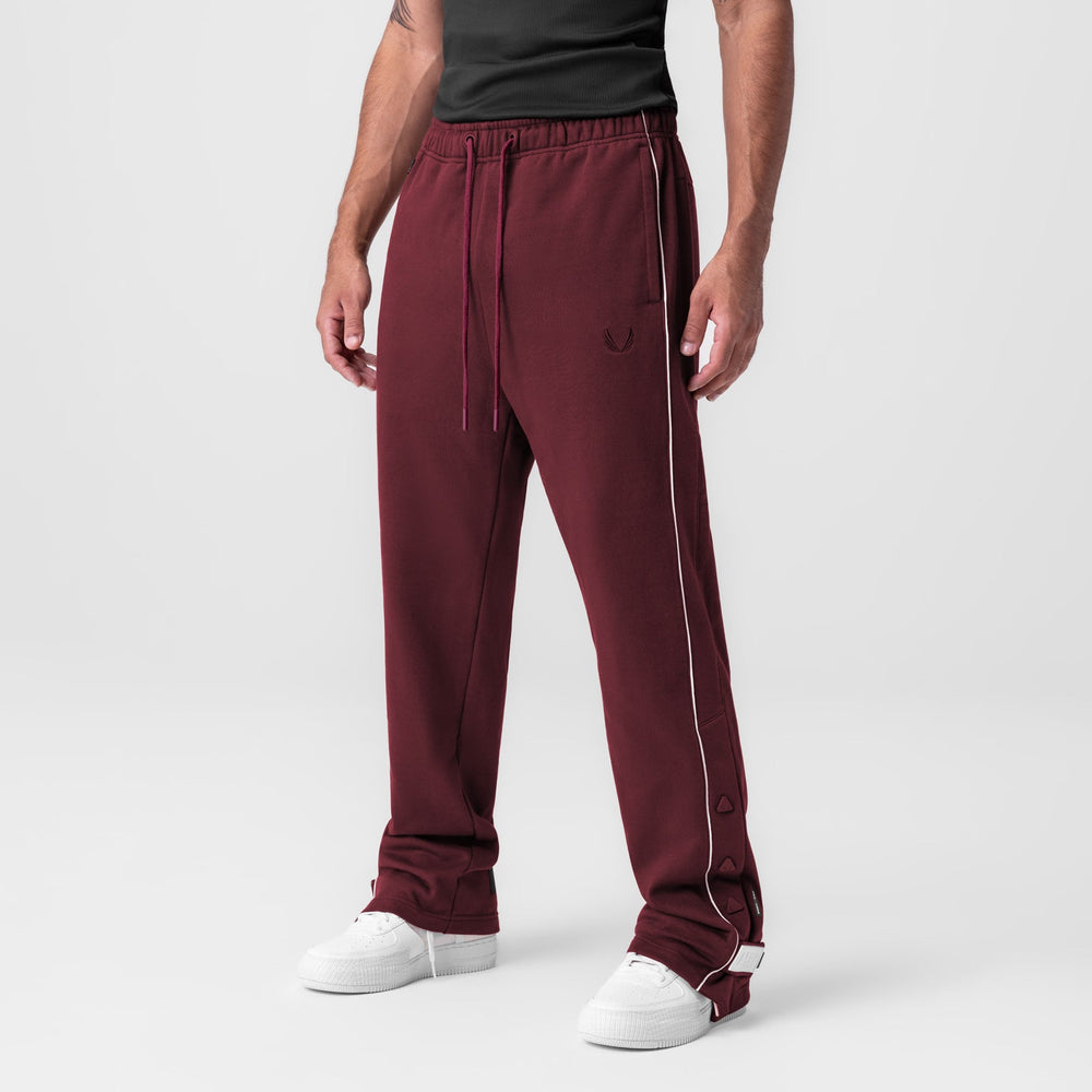 0998. Herringbone Terry Snap Button Sweats - Crimson