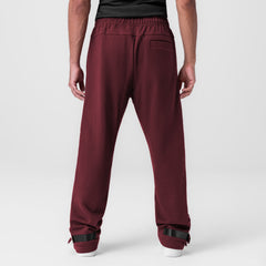 0998. Herringbone Terry Snap Button Sweats - Crimson