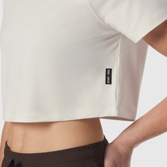 W018. AeroSilver® Cropped Tee - Ivory Cream