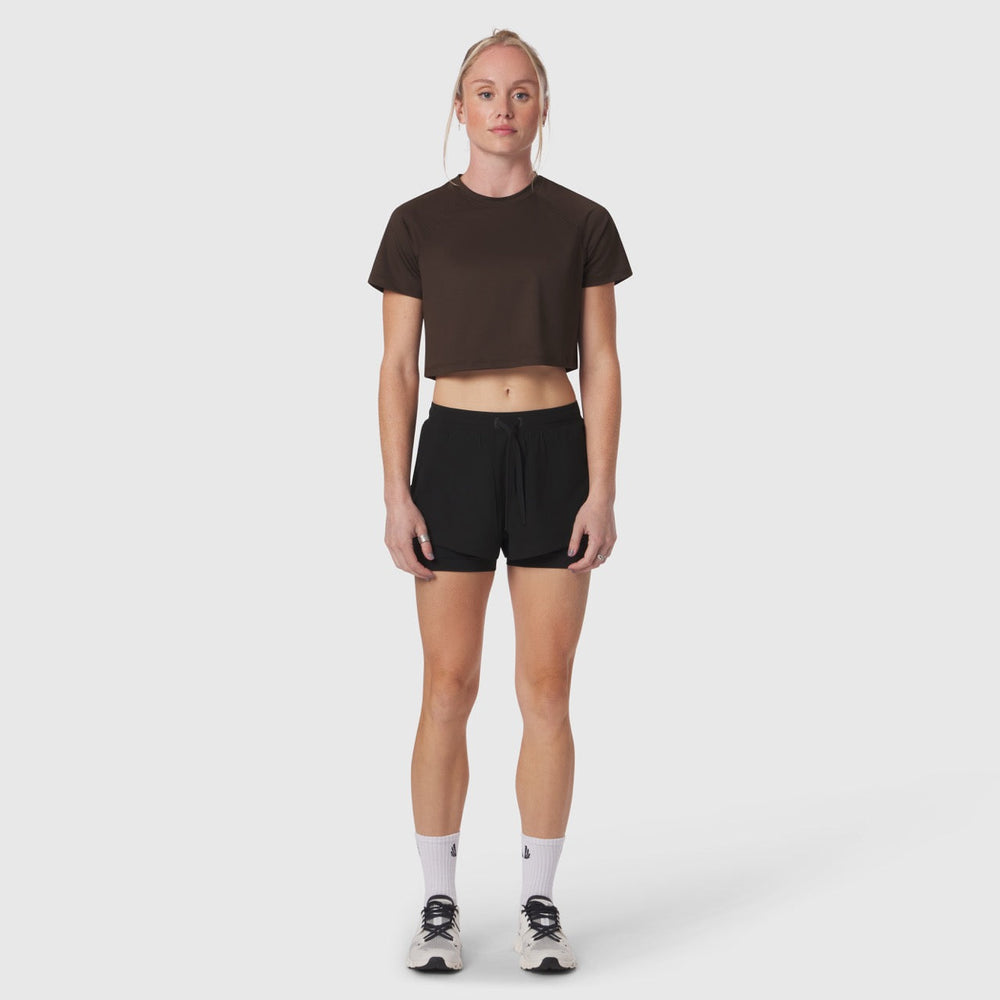 W018. AeroSilver® Cropped Tee - Dark Earth