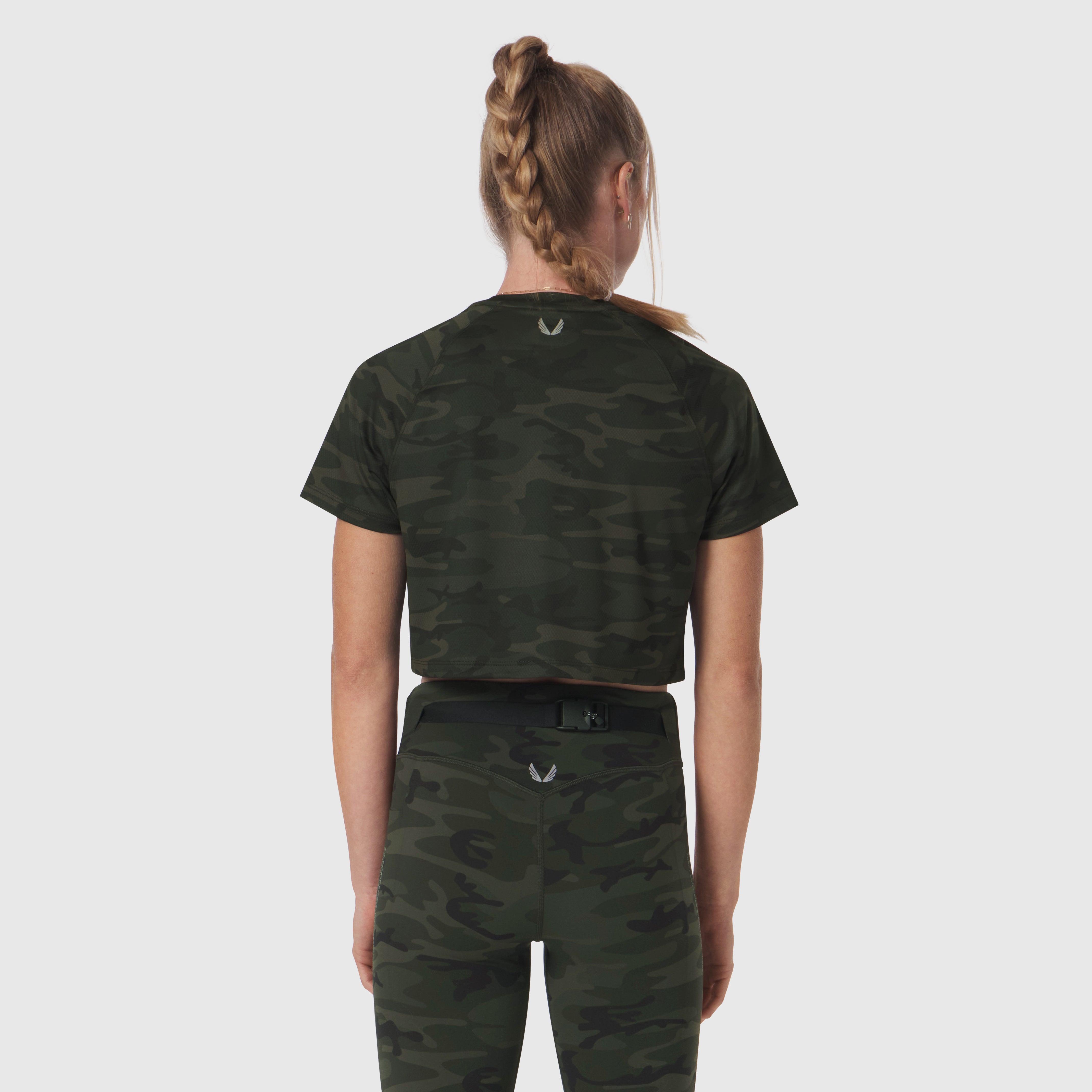 W018. AeroSilver® Cropped Tee - Dark Camo