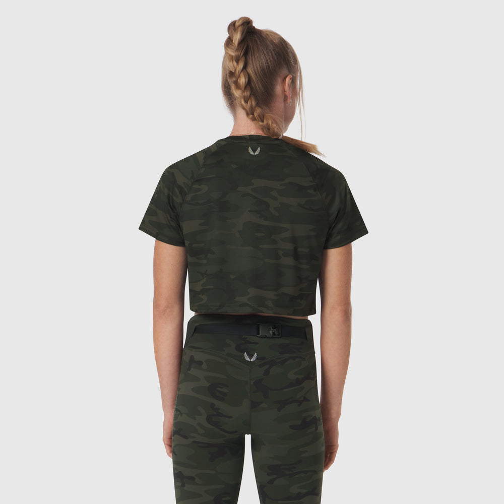W018. AeroSilver® Cropped Tee - Dark Camo