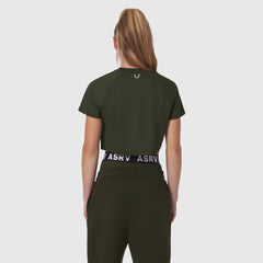 W018. AeroSilver® Cropped Tee - Olive