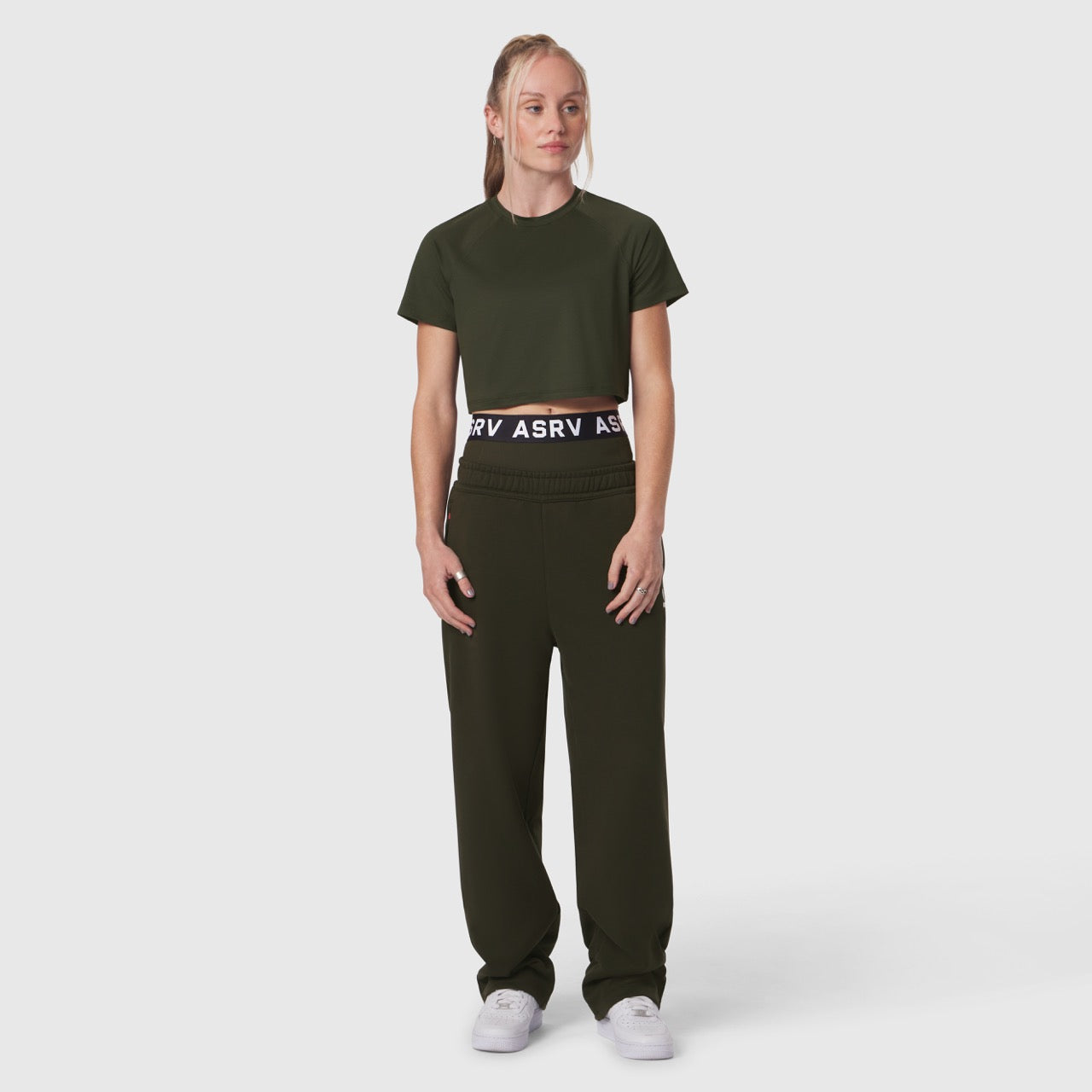 W018. AeroSilver® Cropped Tee - Olive