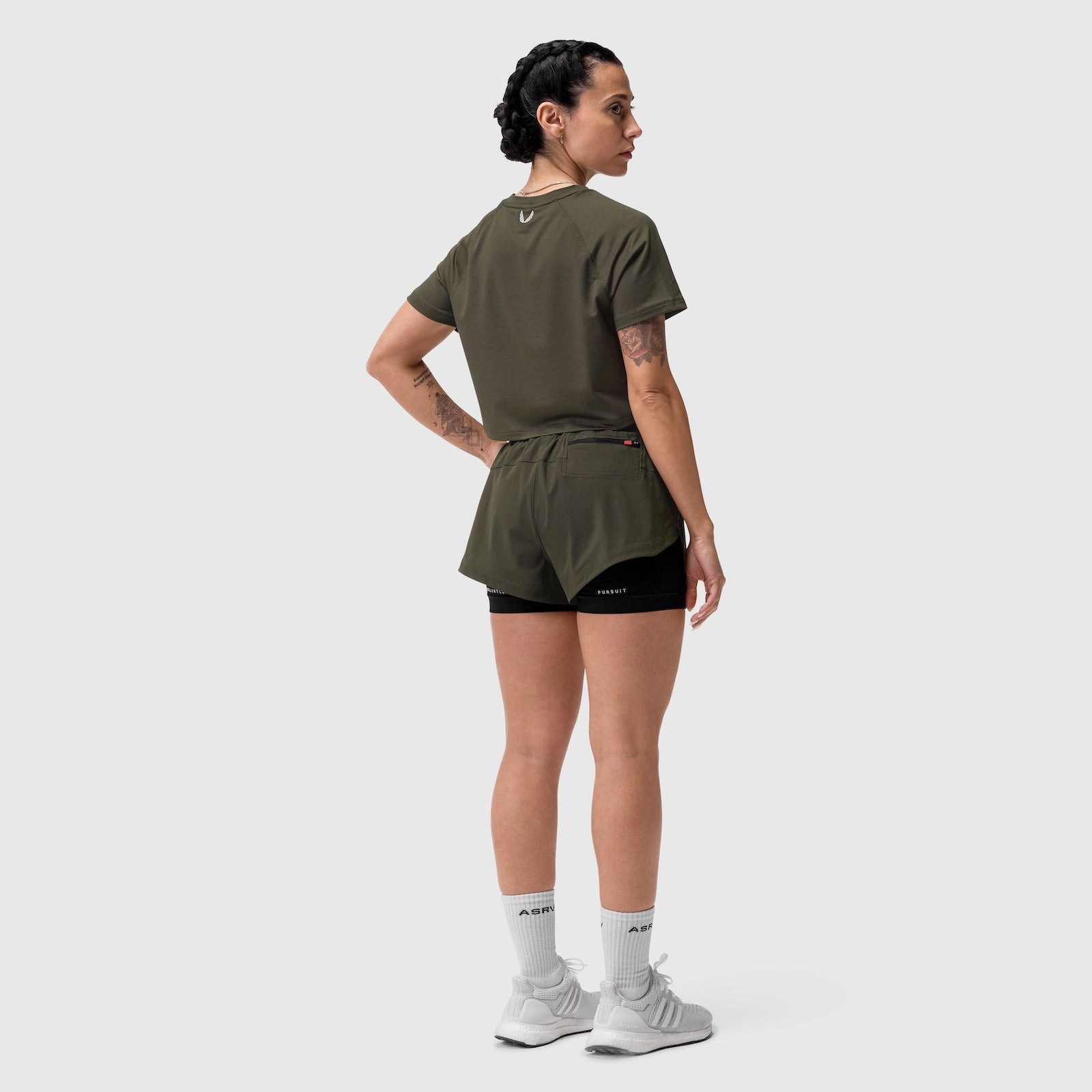 W018. AeroSilver® Cropped Tee - Olive