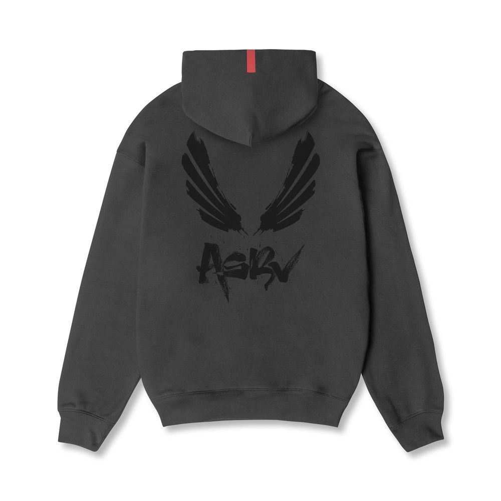 0874. Tech-Terry™ Zip Pocket Hoodie - Space Grey/Black "Brush Wings/AS