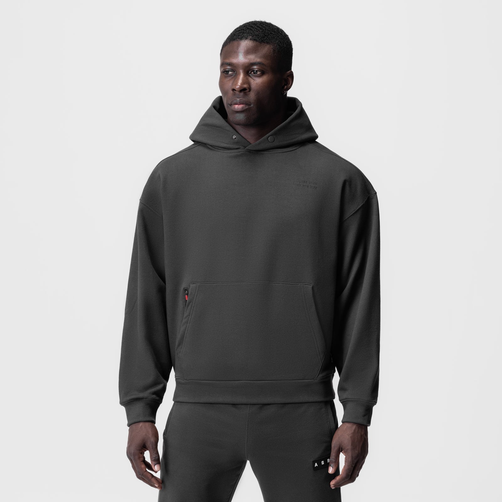 0874. Tech-Terry™ Zip Pocket Hoodie - Space Grey/Black "Brush Wings/AS