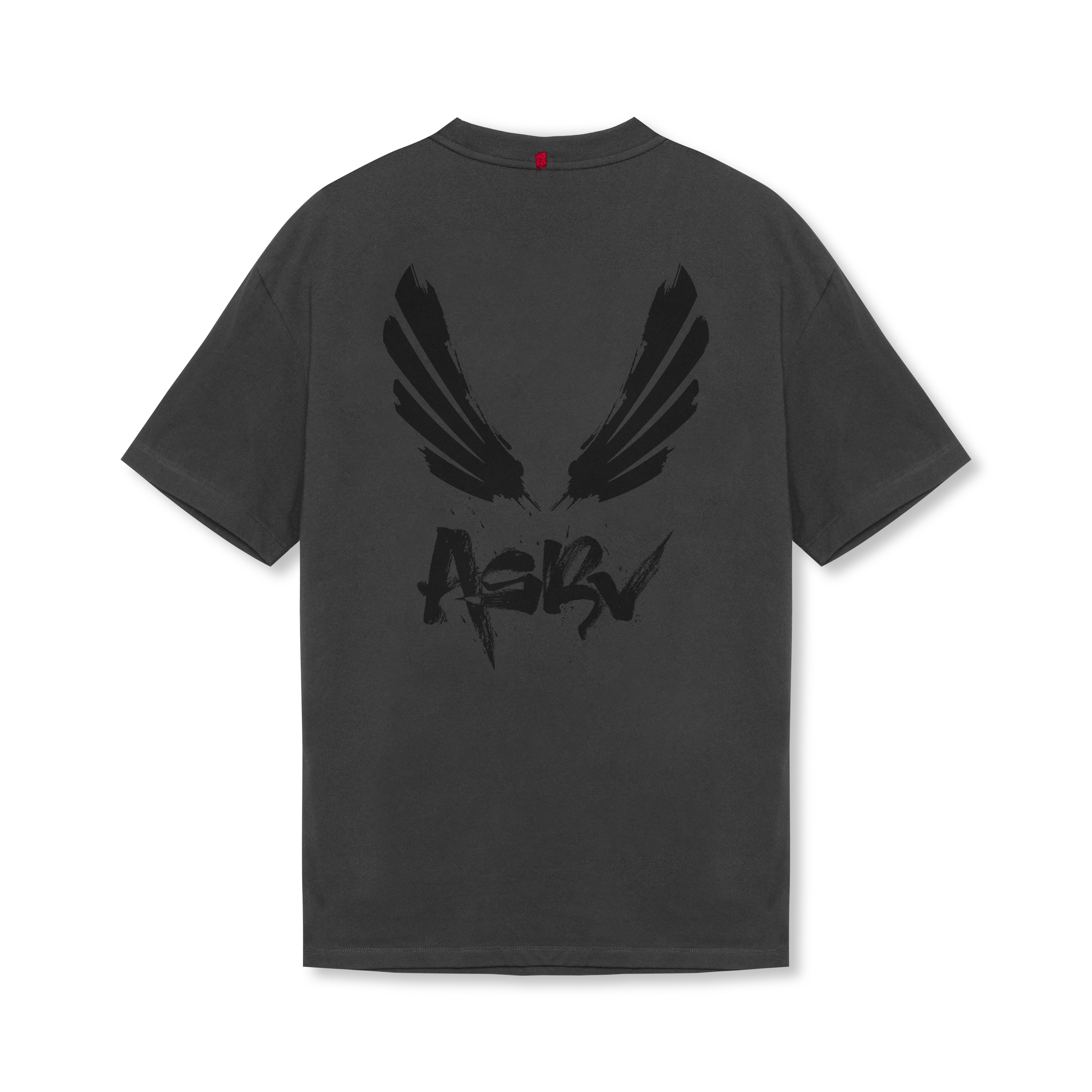 0797. Tech Essential™ Relaxed Tee - Space Grey/Black "Brush Wings/ASRV