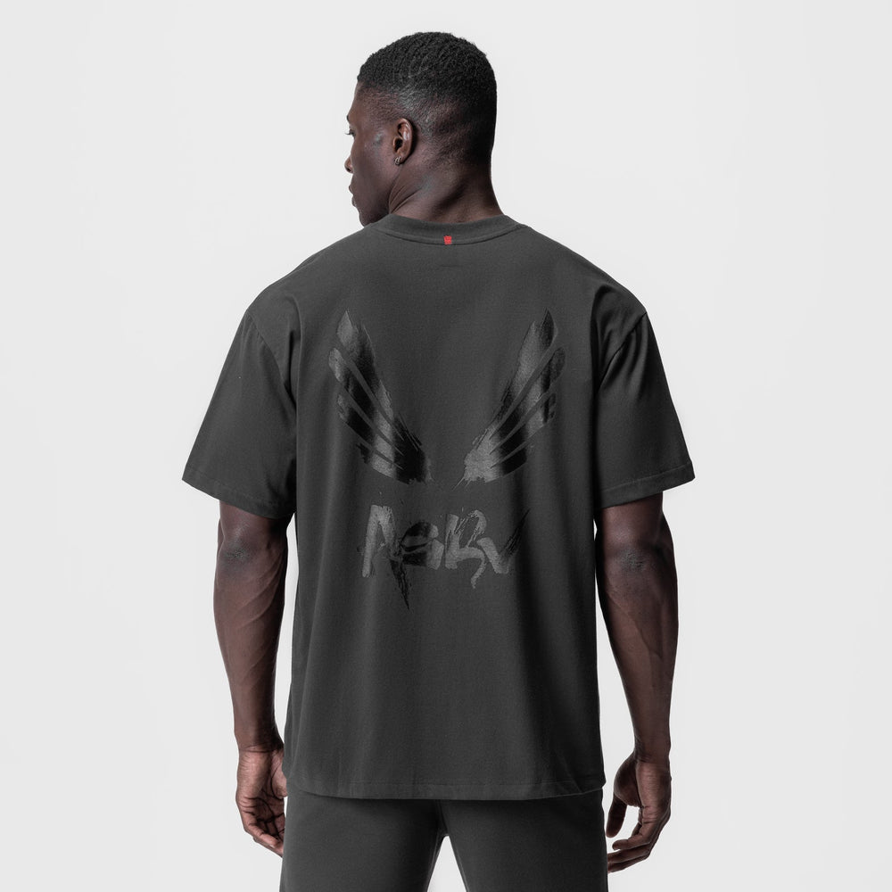 0797. Tech Essential™ Relaxed Tee - Space Grey/Black "Brush Wings/ASRV