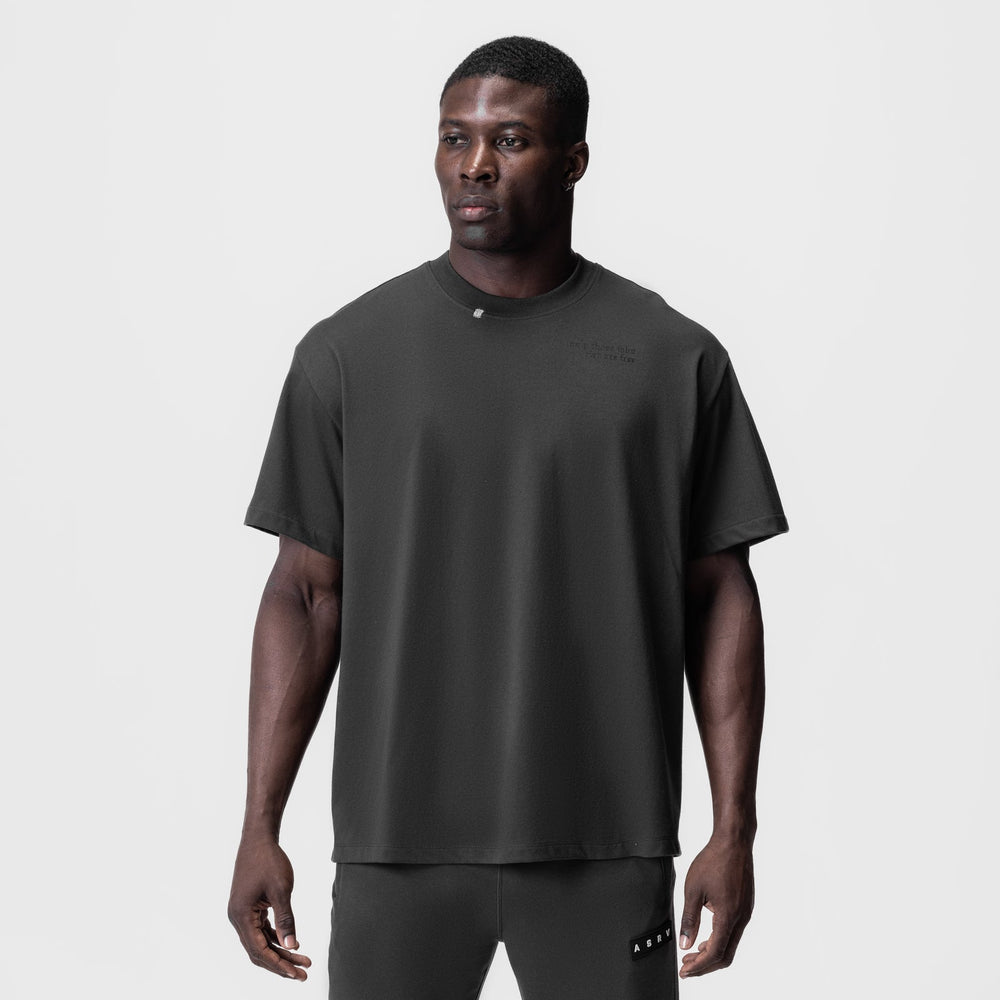0797. Tech Essential™ Relaxed Tee - Space Grey/Black "Brush Wings/ASRV