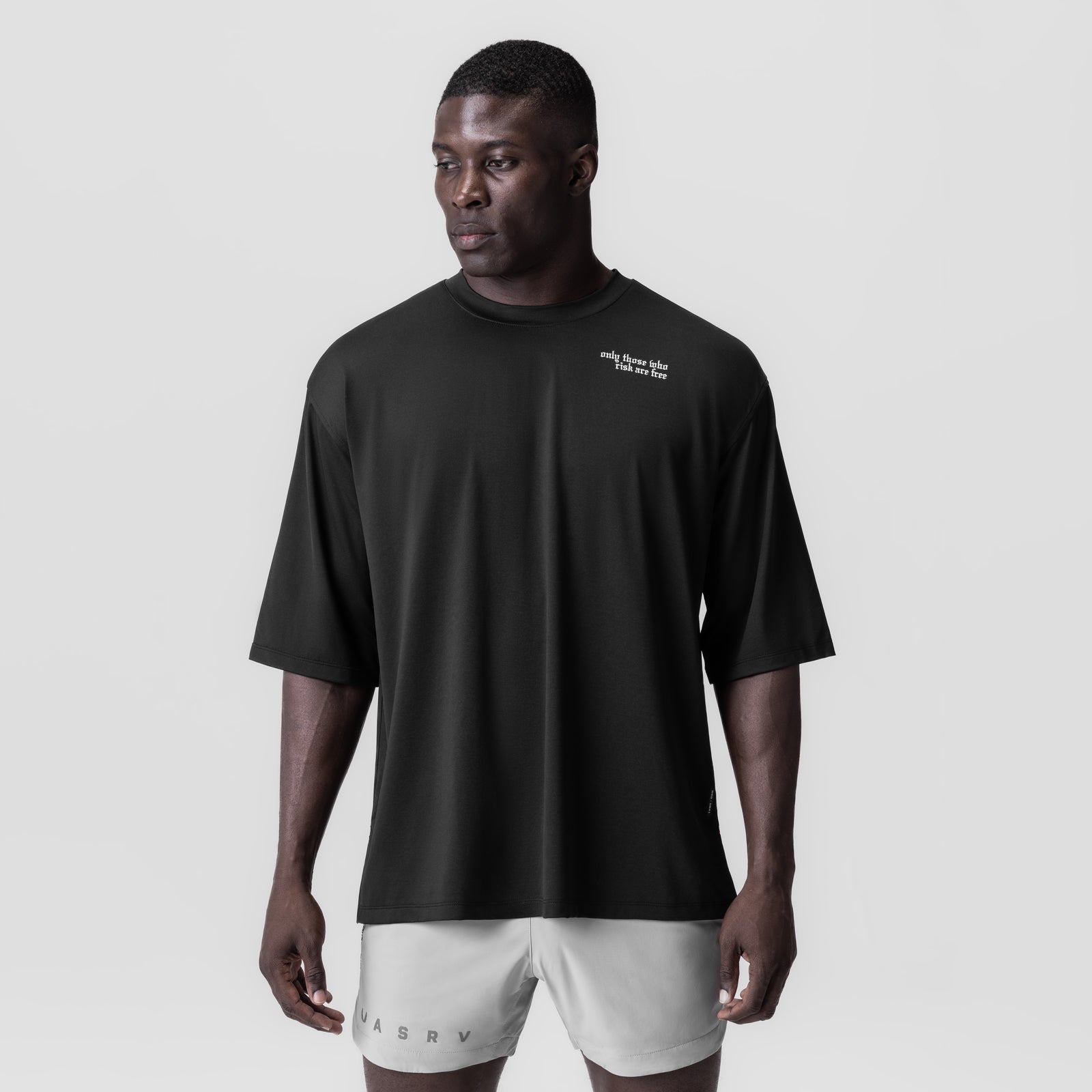 0841. 3D-Lite® 2.0 Lycra® 3/4-Sleeve Oversized Tee - Black "Brush Wing