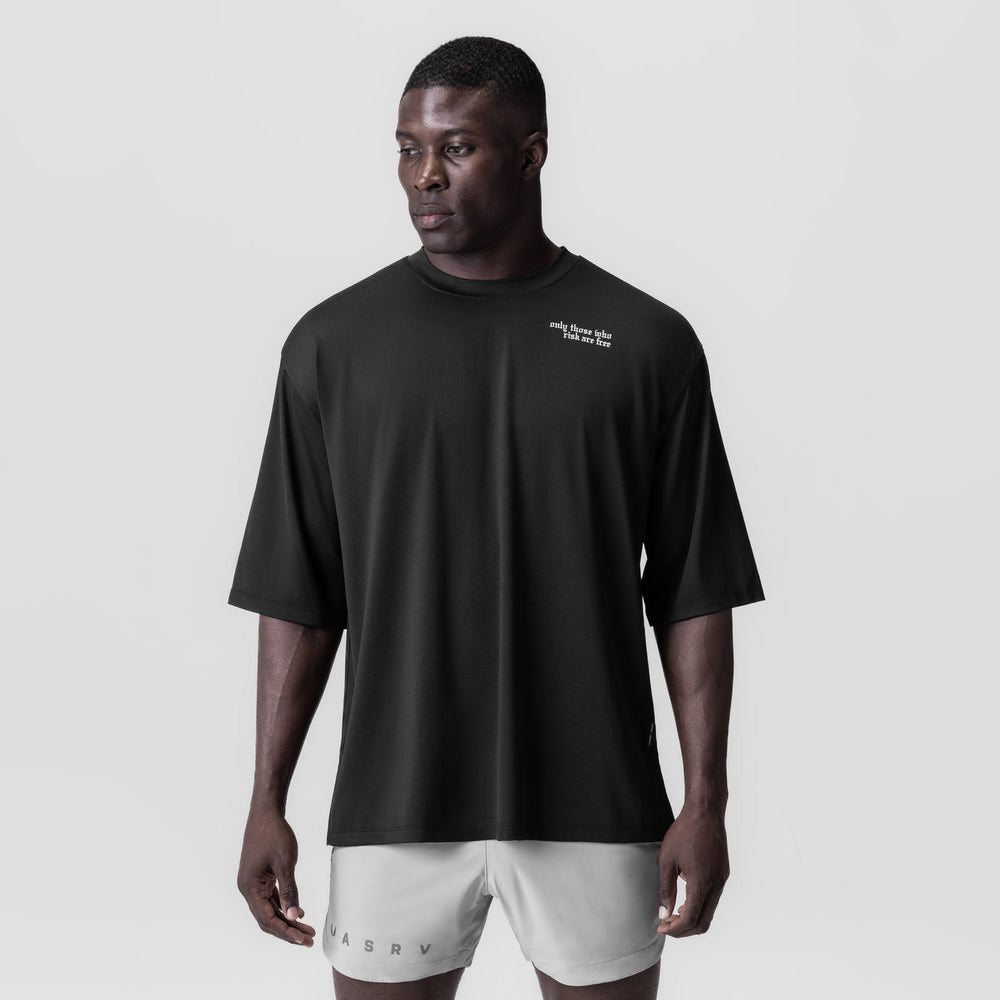 0841. 3D-Lite® 2.0 Lycra® 3/4-Sleeve Oversized Tee - Black "Brush Wing