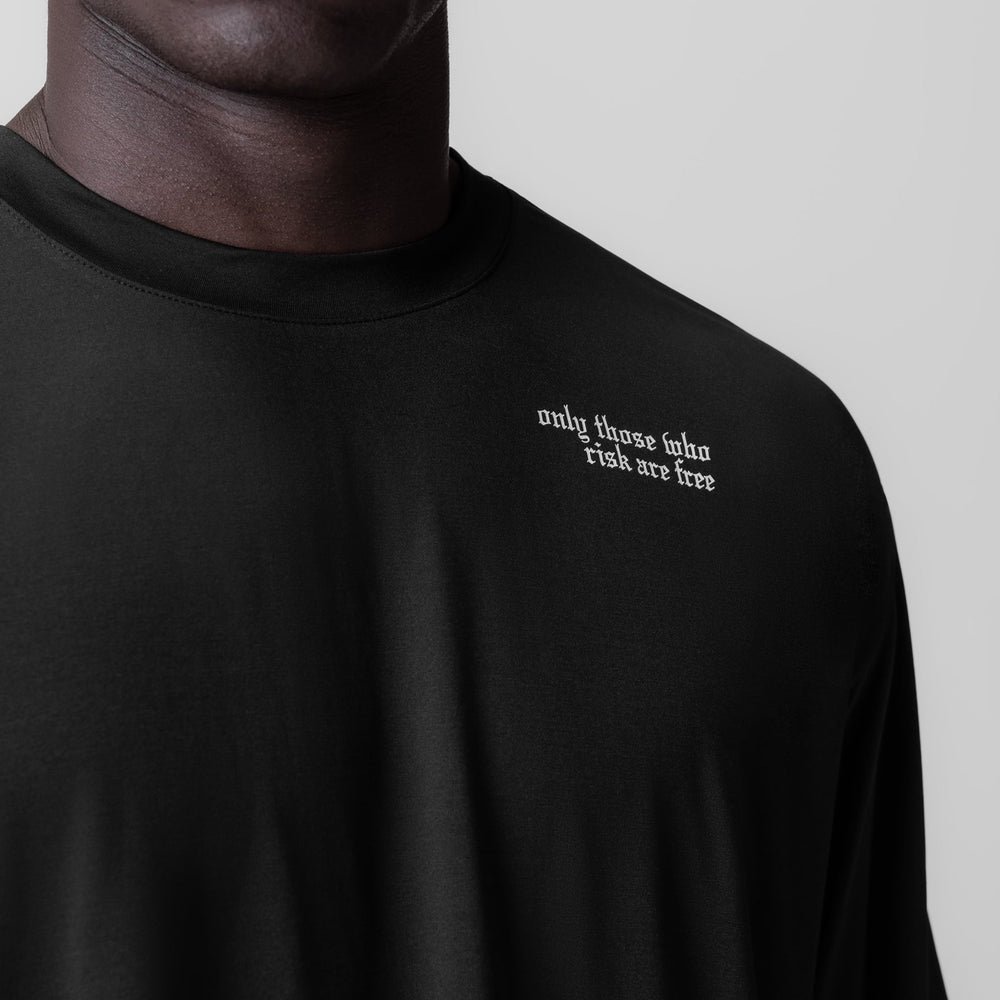 0841. 3D-Lite® 2.0 Lycra® 3/4-Sleeve Oversized Tee - Black "Brush Wing