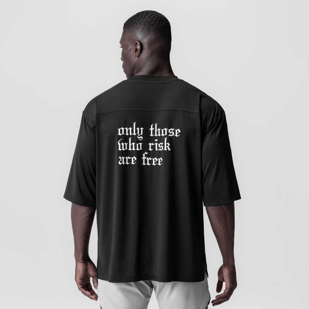 0841. 3D-Lite® 2.0 Lycra® 3/4-Sleeve Oversized Tee - Black "OTWR Block