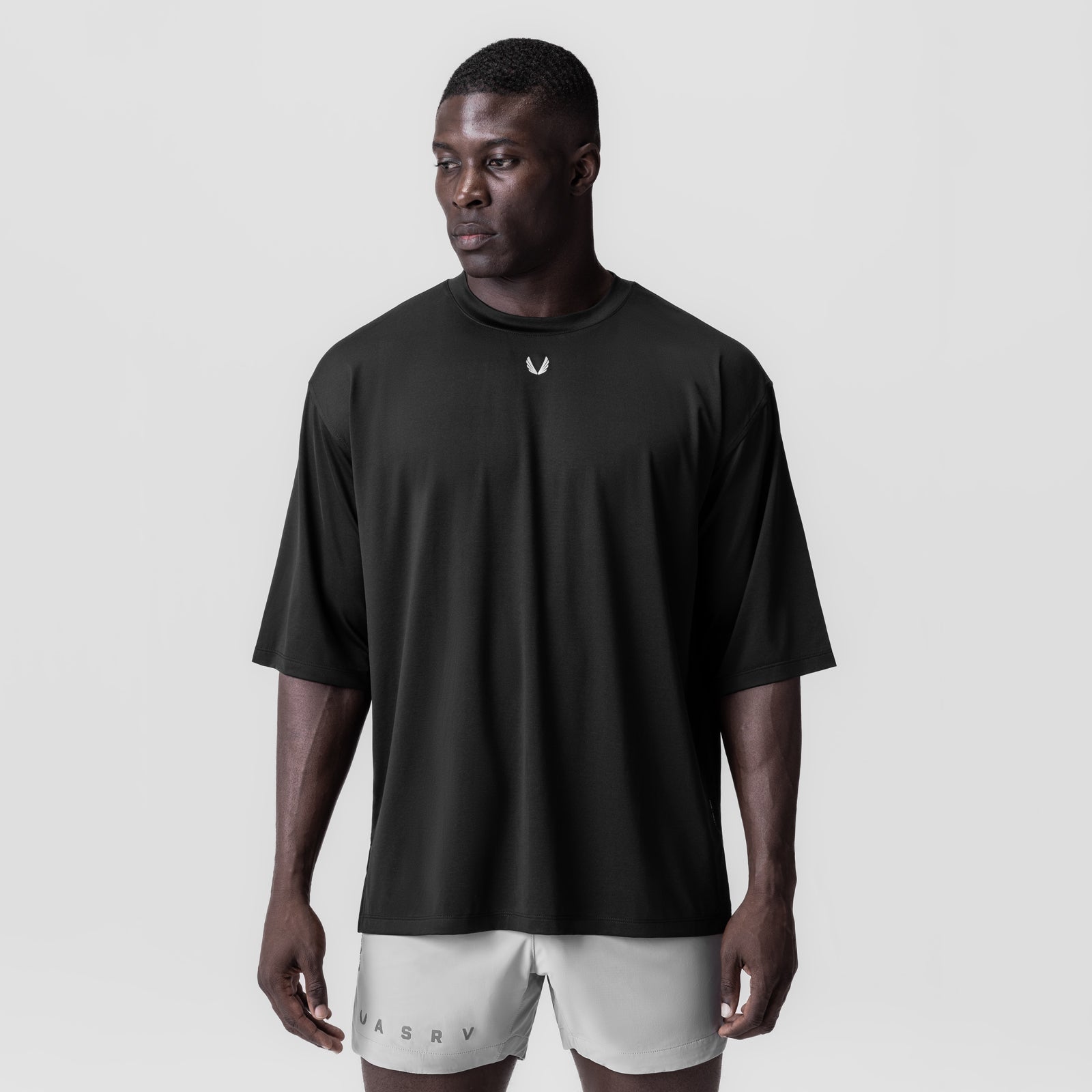 0841. 3D-Lite® 2.0 Lycra® 3/4-Sleeve Oversized Tee - Black "OTWR Block
