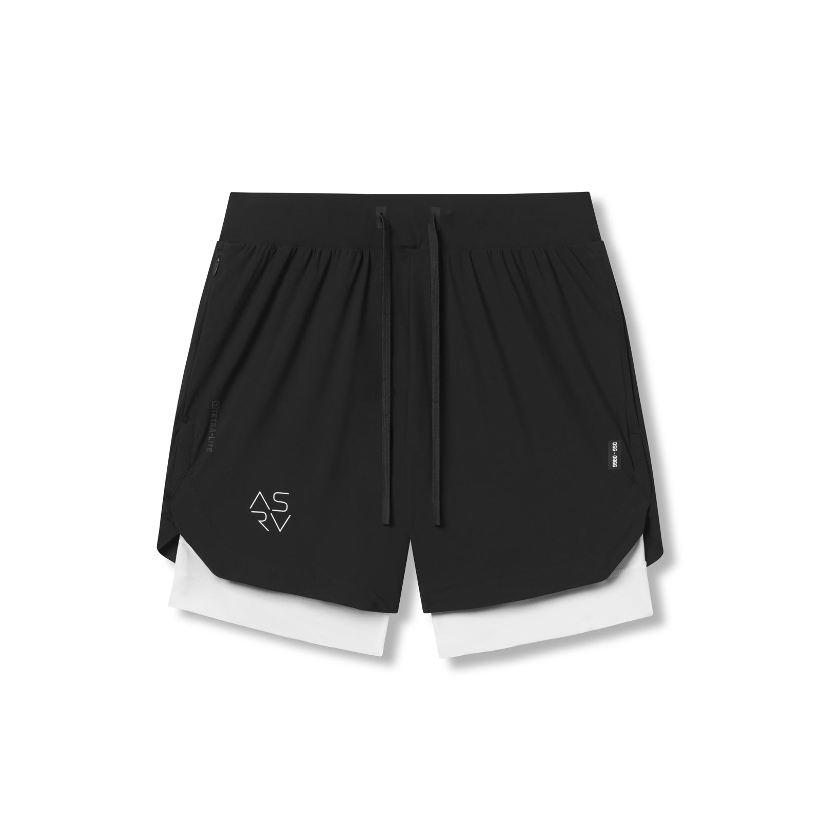 0866. Tetra-Lite® 7" Liner Short - Black "Cyber"/White