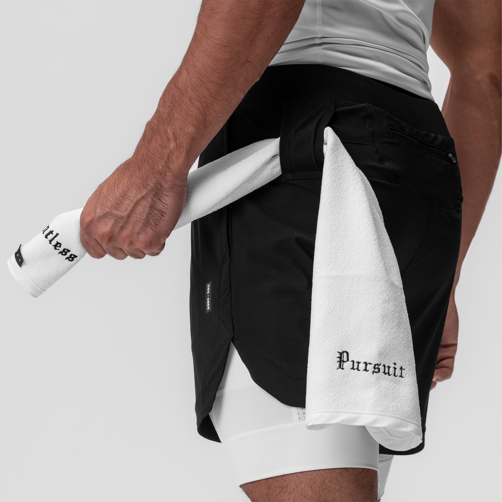 0866. Tetra-Lite® 7" Liner Short - Black "Cyber"/White