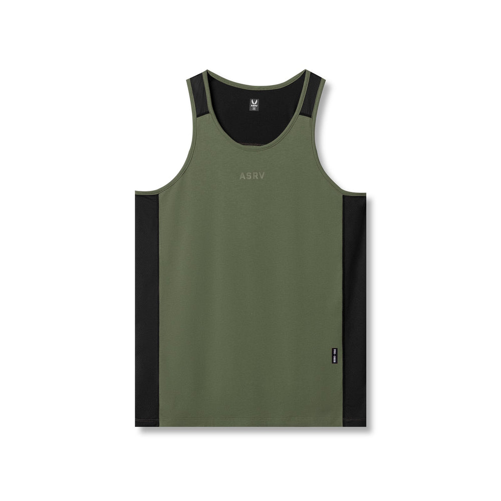 0809. Supima® Mesh Panel Training Singlet - Olive