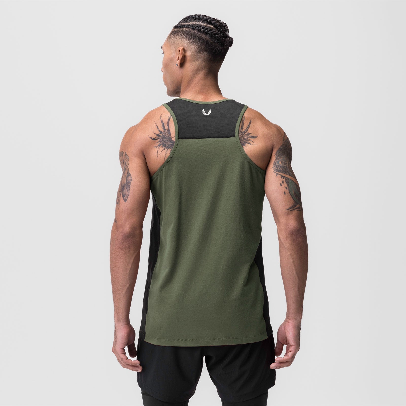 0809. Supima® Mesh Panel Training Singlet - Olive