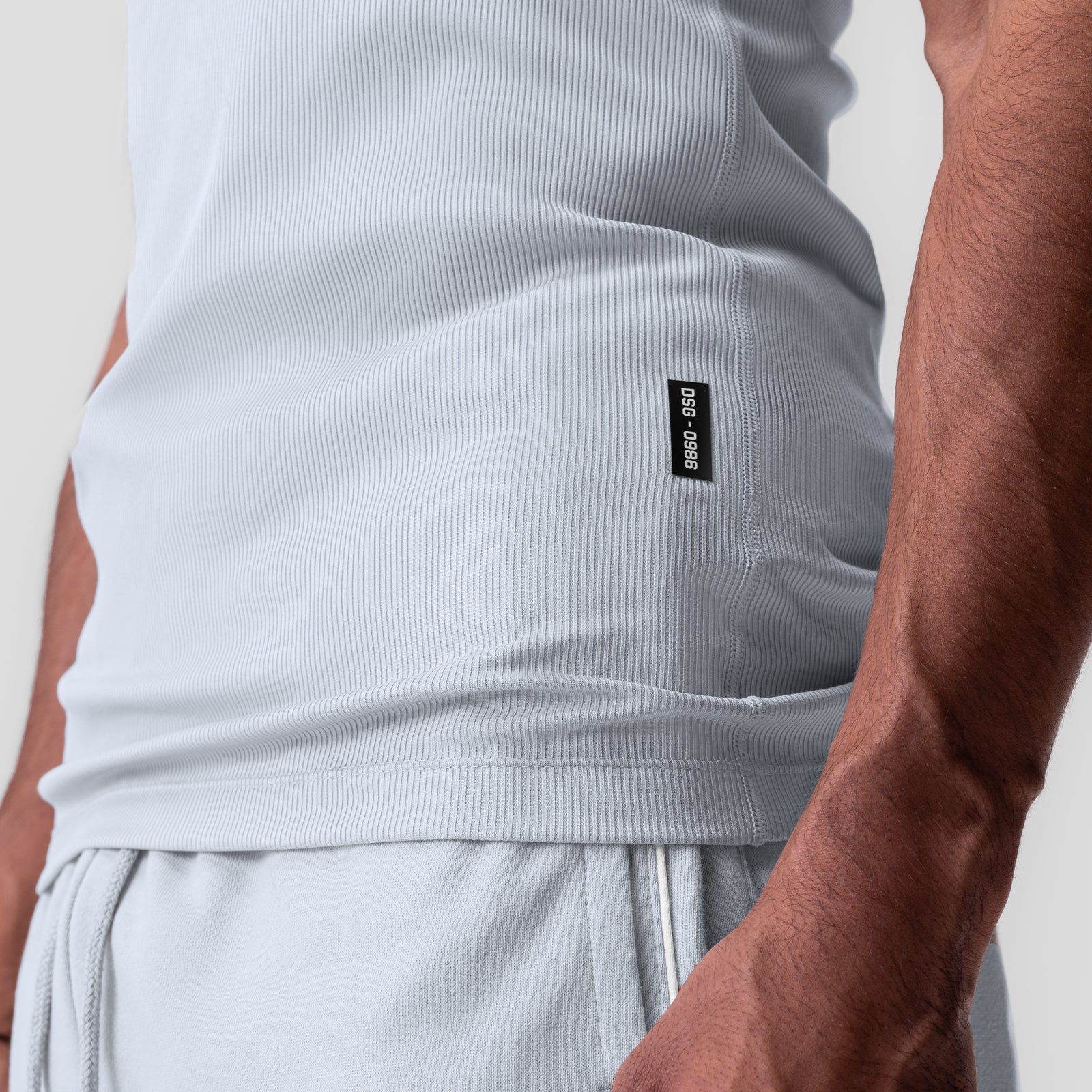 0986. Creora® Tech Ribbed Tank - Ice Blue