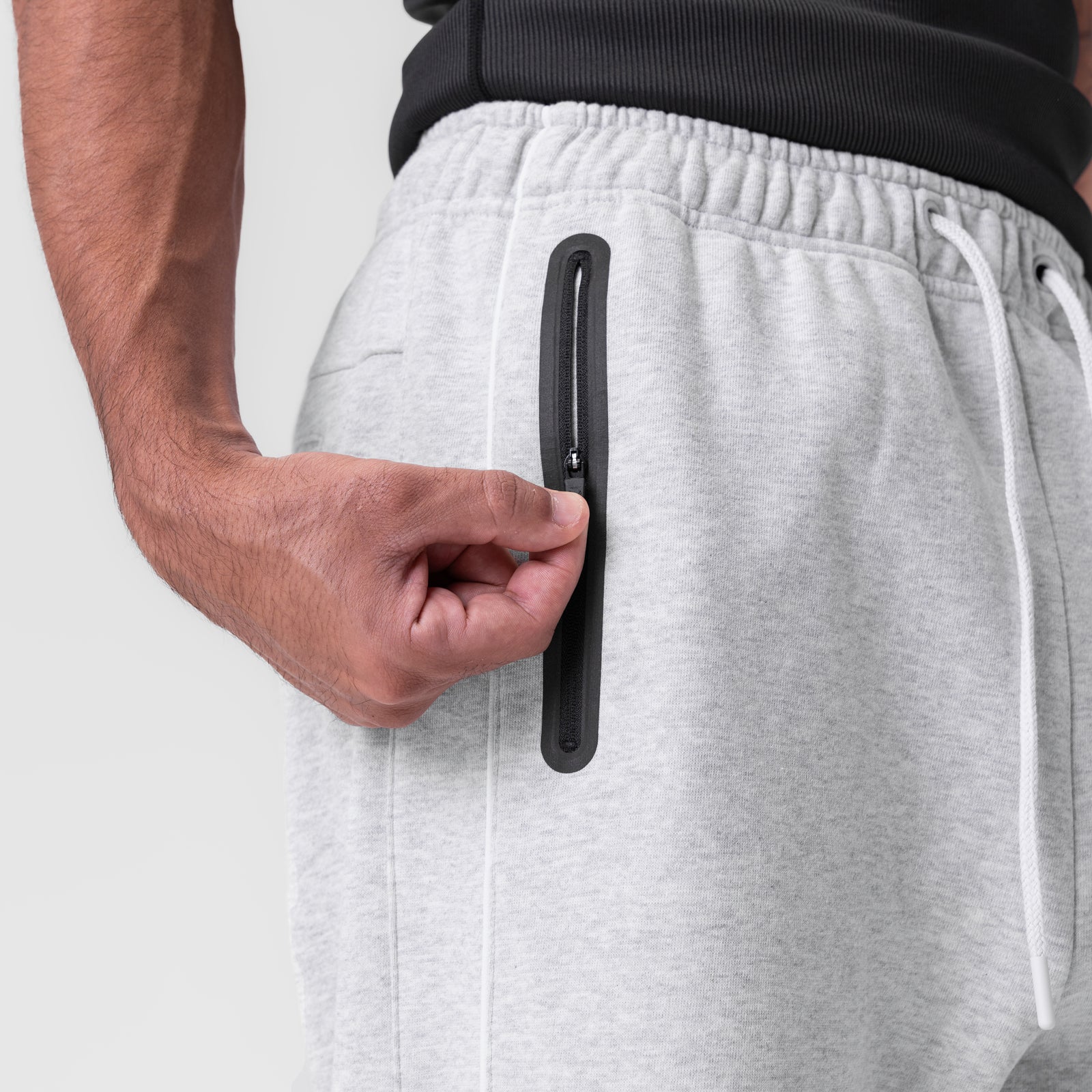 0998. Herringbone Terry Snap Button Sweats - Heather Grey