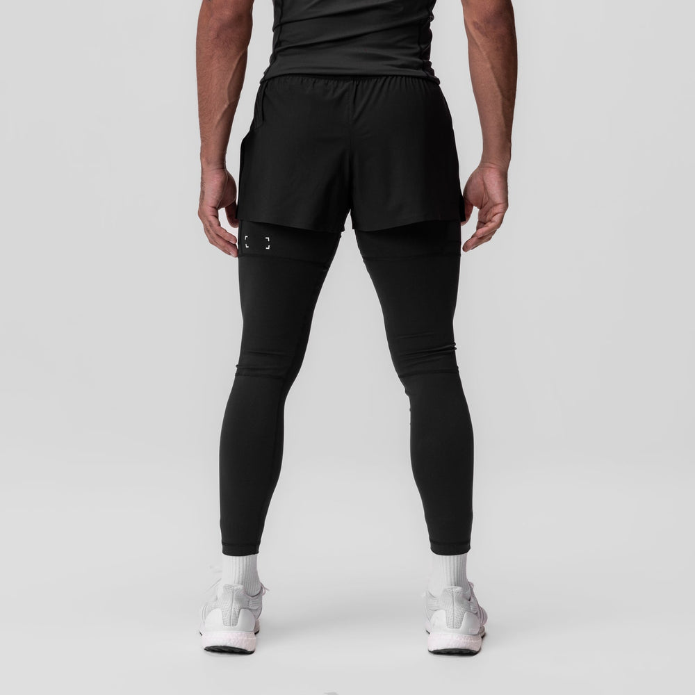0911. Tetra-Lite® 2-in-1 High Split Legging Short - Black "Cyber"/Blac