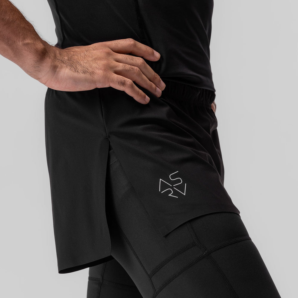 0911. Tetra-Lite® 2-in-1 High Split Legging Short - Black "Cyber"/Blac