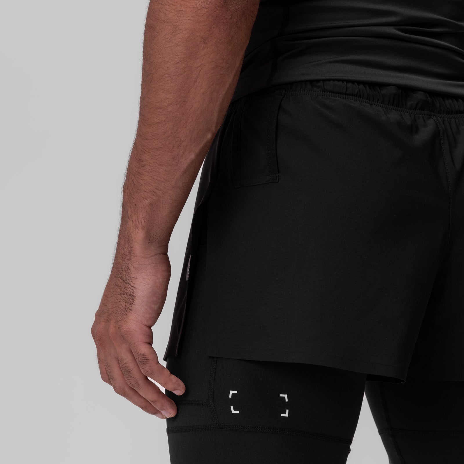 0911. Tetra-Lite® 2-in-1 High Split Legging Short - Black "Cyber"/Blac