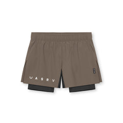 0752. Ripstop 3" High Split Liner Short - Deep Taupe/Black