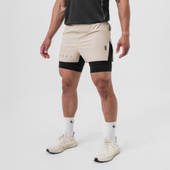 0752. Ripstop 3" High Split Liner Short - Chai/Black