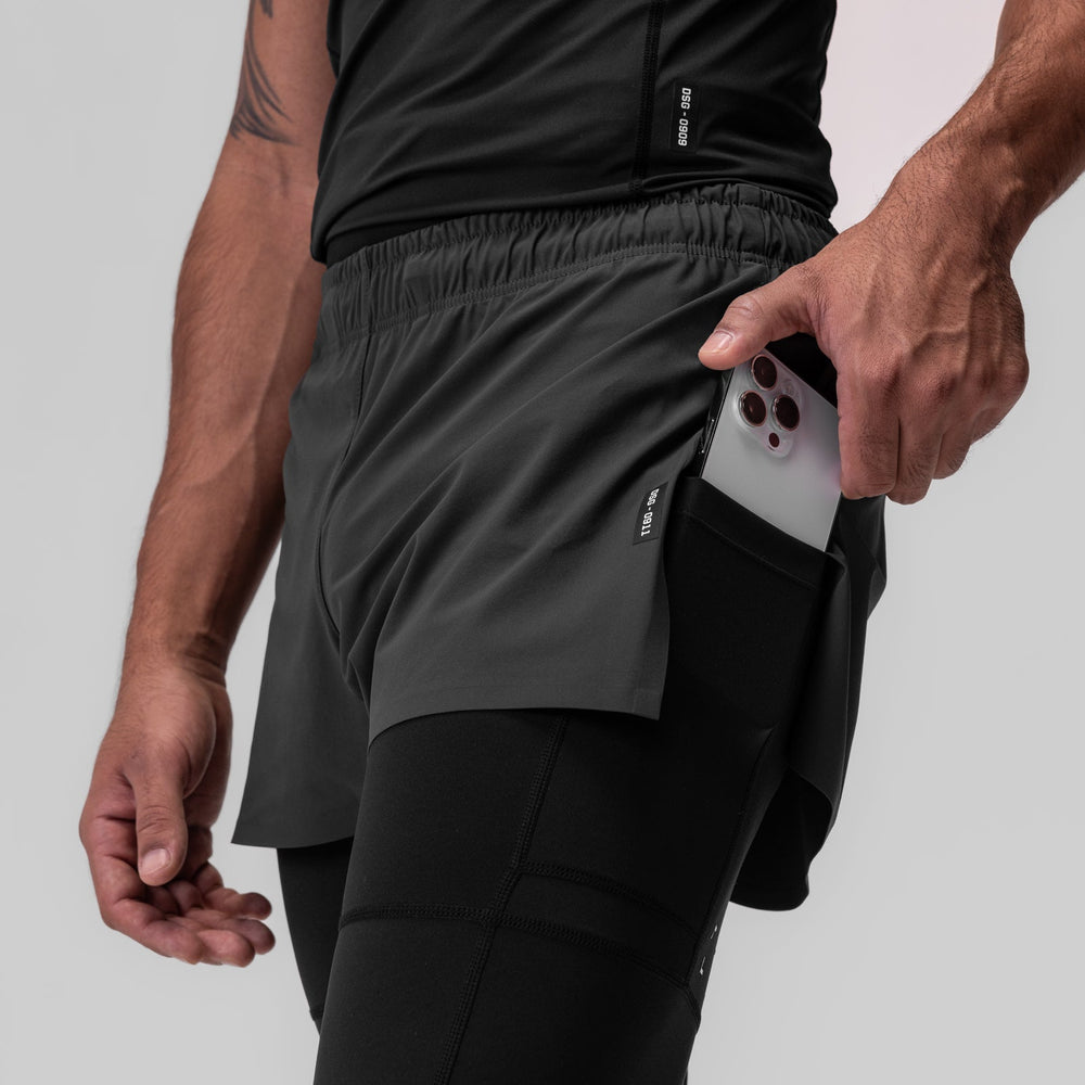 0911. Tetra-Lite® 2-in-1 High Split Legging Short - Space Grey "Cyber"
