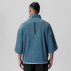 1057. Towel Terry Quarter Zip Oversized Tee - Storm