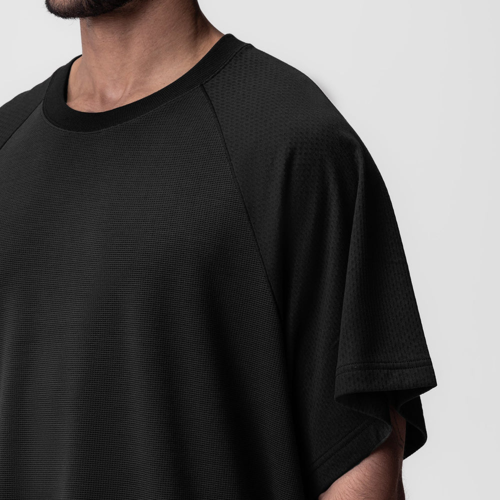 0946. Waffle Knit Oversized Tee - Black/Black