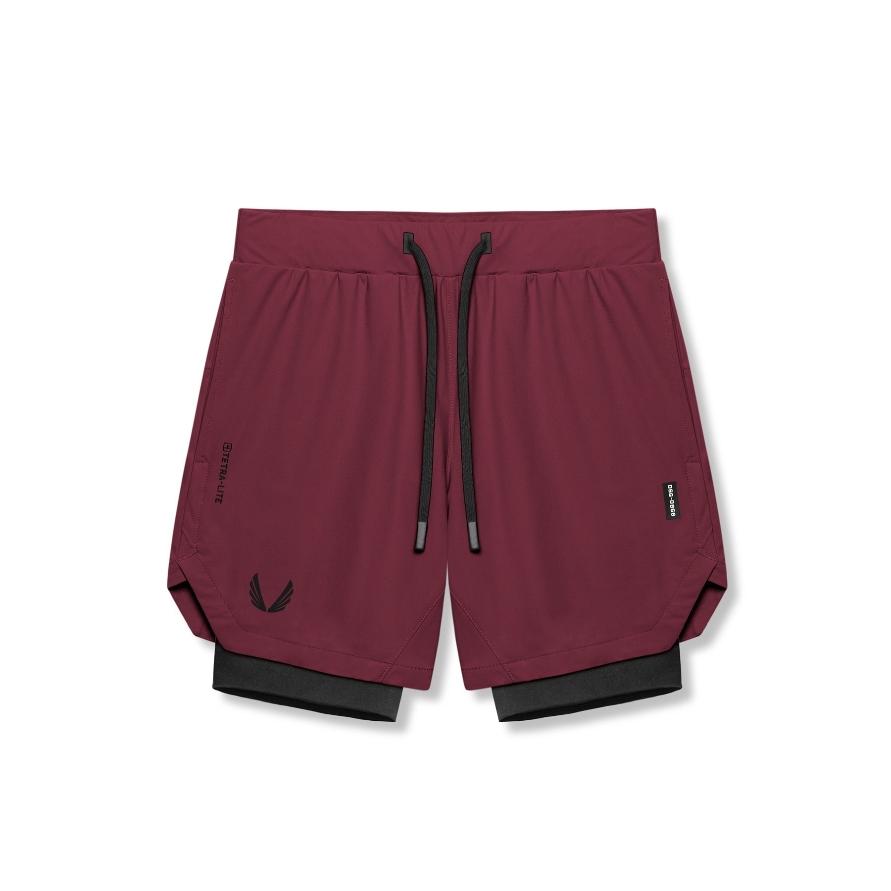 0866. Tetra-Lite® 7" Liner Short - Crimson "Wings"/Black