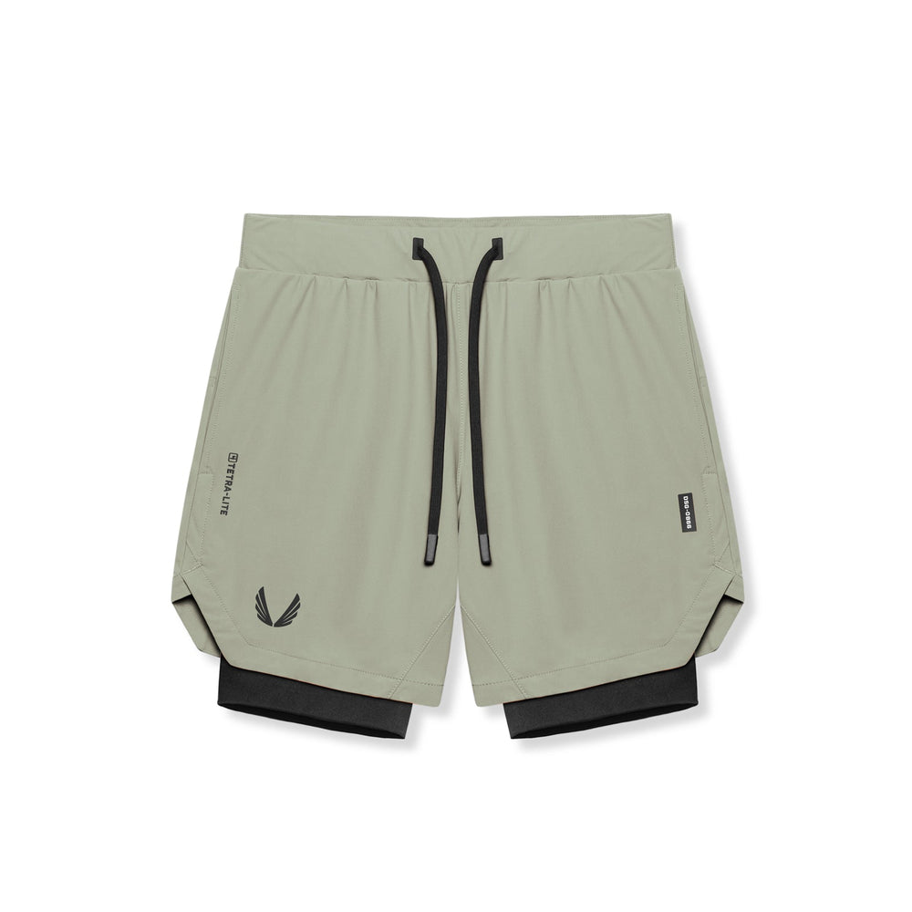 0866. Tetra-Lite® 7" Liner Short - Sage "Wings"/Black