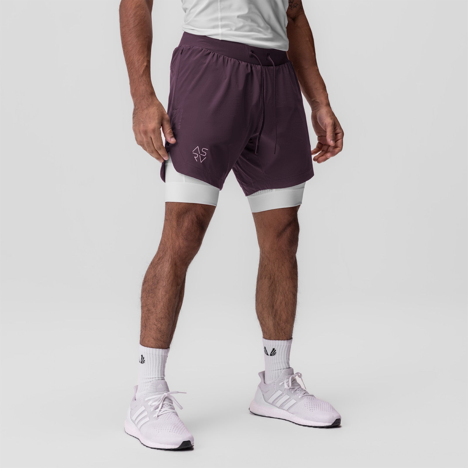 0866. Tetra-Lite® 7" Liner Short - Deep Purple "Cyber"/White