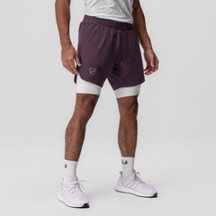 0866. Tetra-Lite® 7" Liner Short - Deep Purple "Cyber"/White
