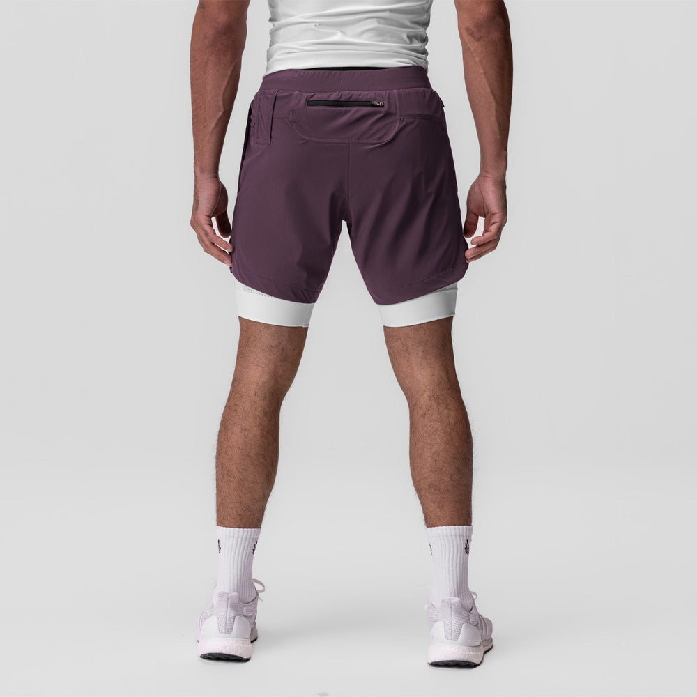 0866. Tetra-Lite® 7" Liner Short - Deep Purple "Cyber"/White