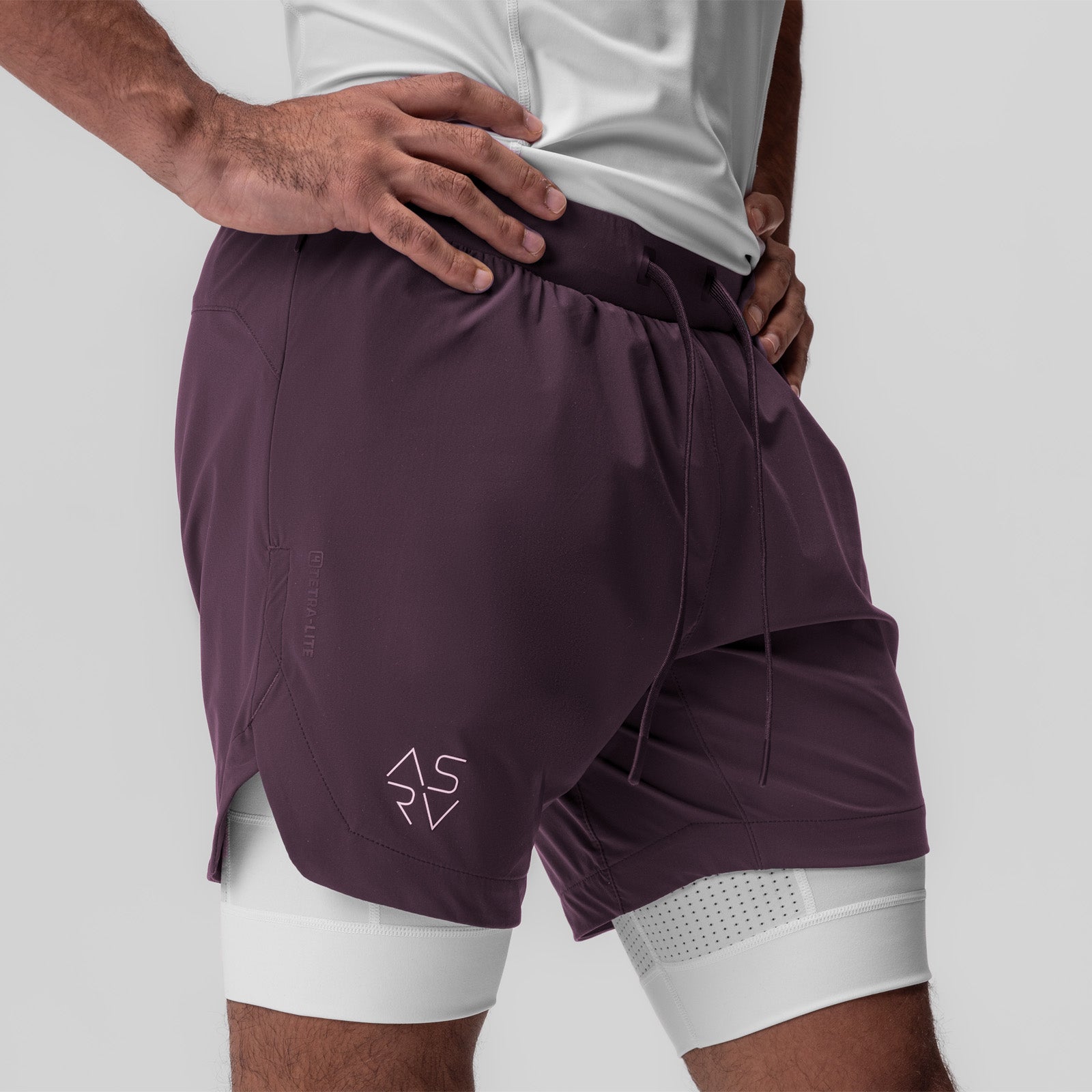 0866. Tetra-Lite® 7" Liner Short - Deep Purple "Cyber"/White