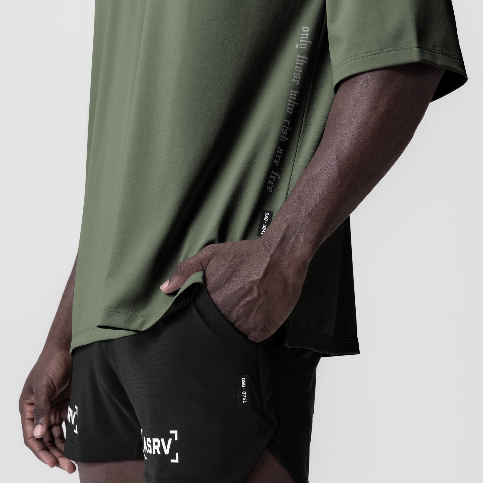 0841. 3D-Lite® 2.0 Lycra® 3/4-Sleeve Oversized Tee - Olive "OTWR"