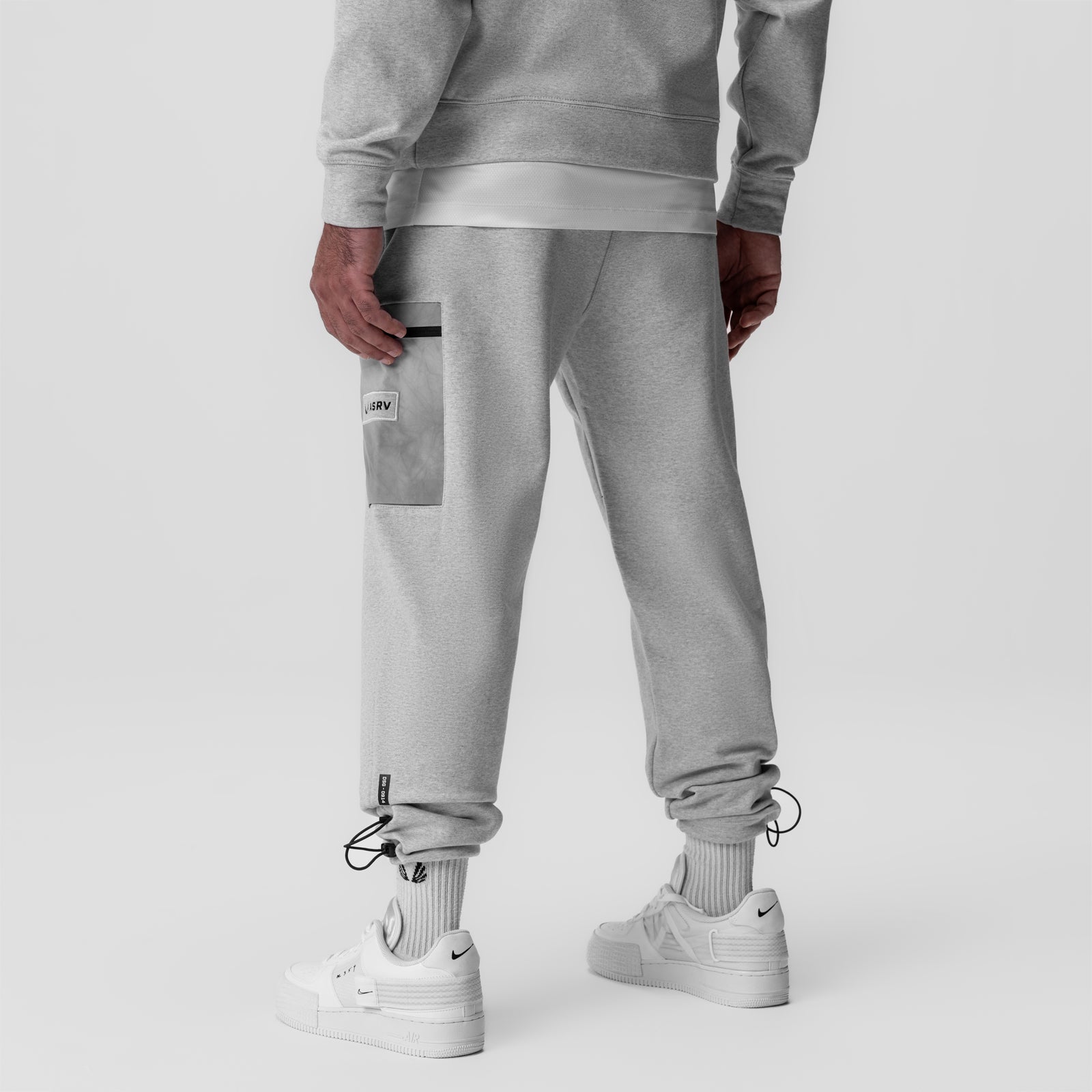 0914. Tech-Terry™ Paneled Cinch Cargo Jogger - Heather Grey/Wave-Dye