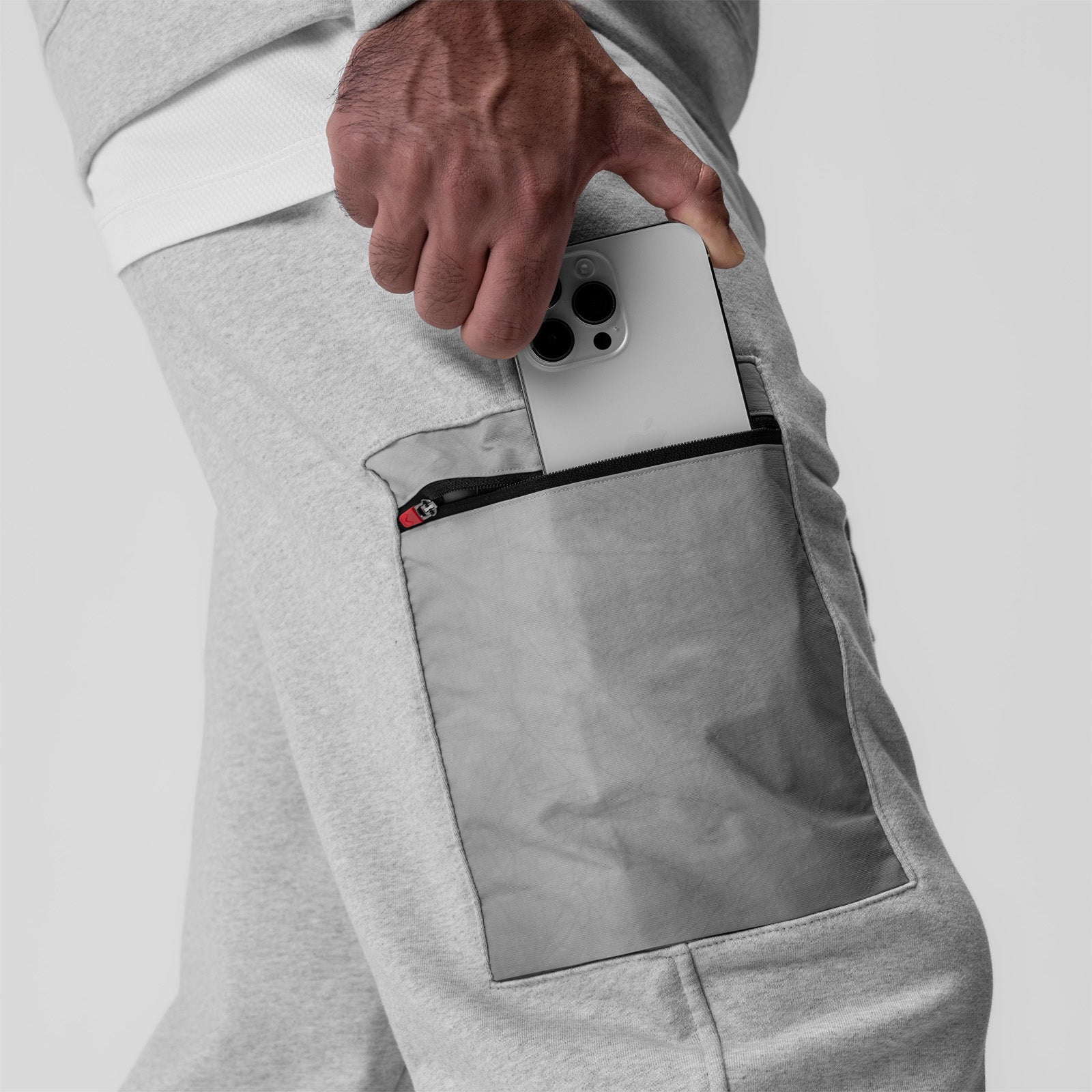 0914. Tech-Terry™ Paneled Cinch Cargo Jogger - Heather Grey/Wave-Dye
