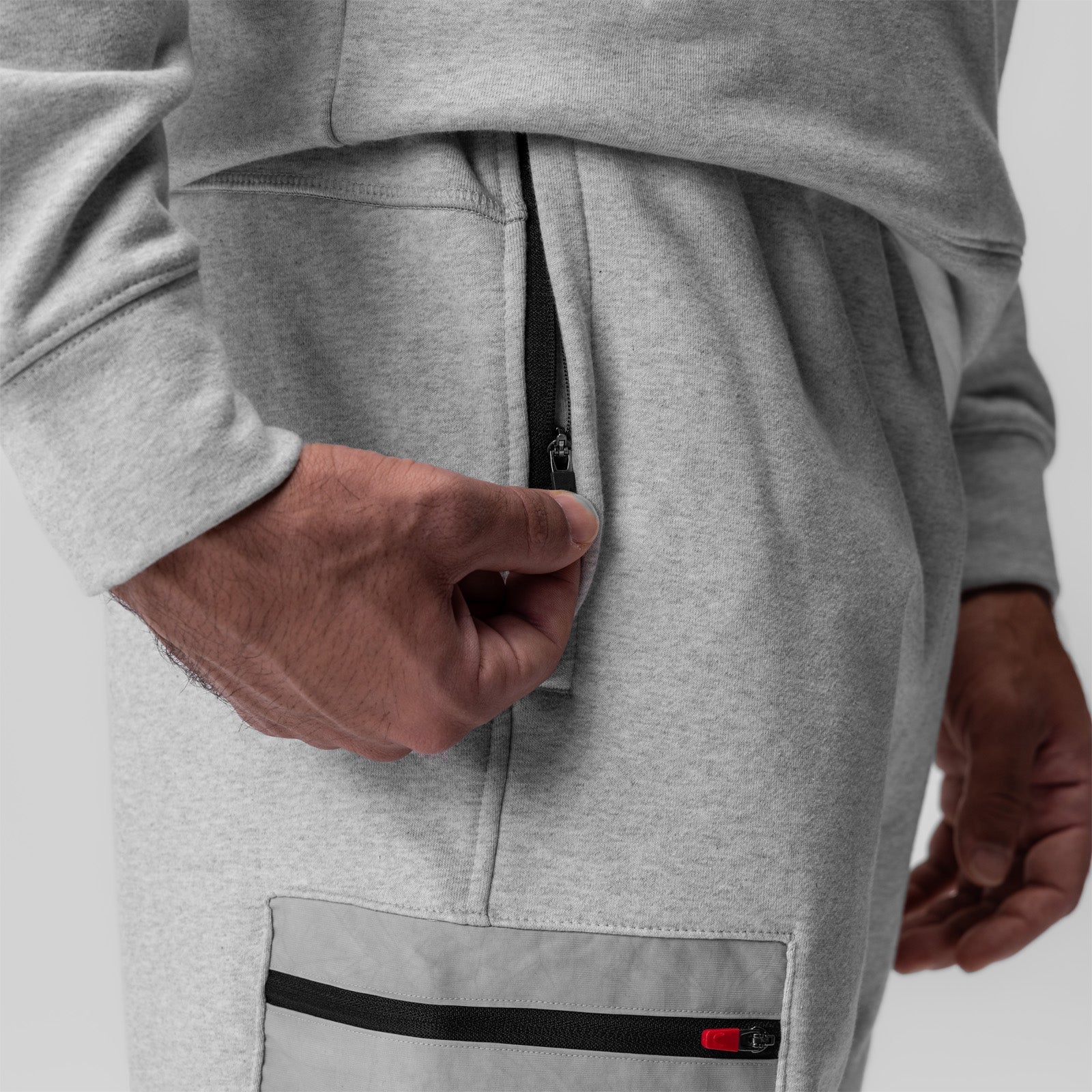 0914. Tech-Terry™ Paneled Cinch Cargo Jogger - Heather Grey/Wave-Dye