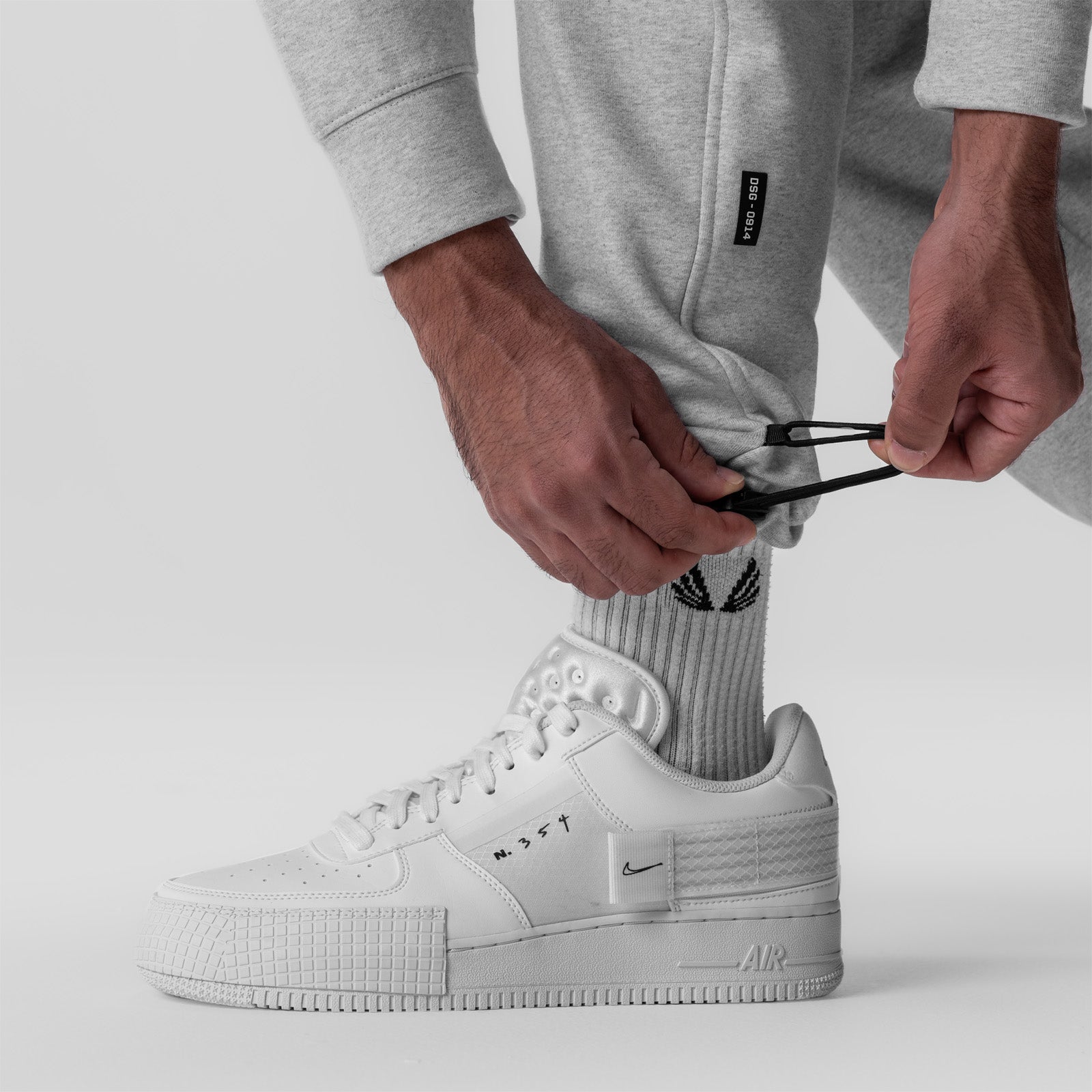 0914. Tech-Terry™ Paneled Cinch Cargo Jogger - Heather Grey/Wave-Dye