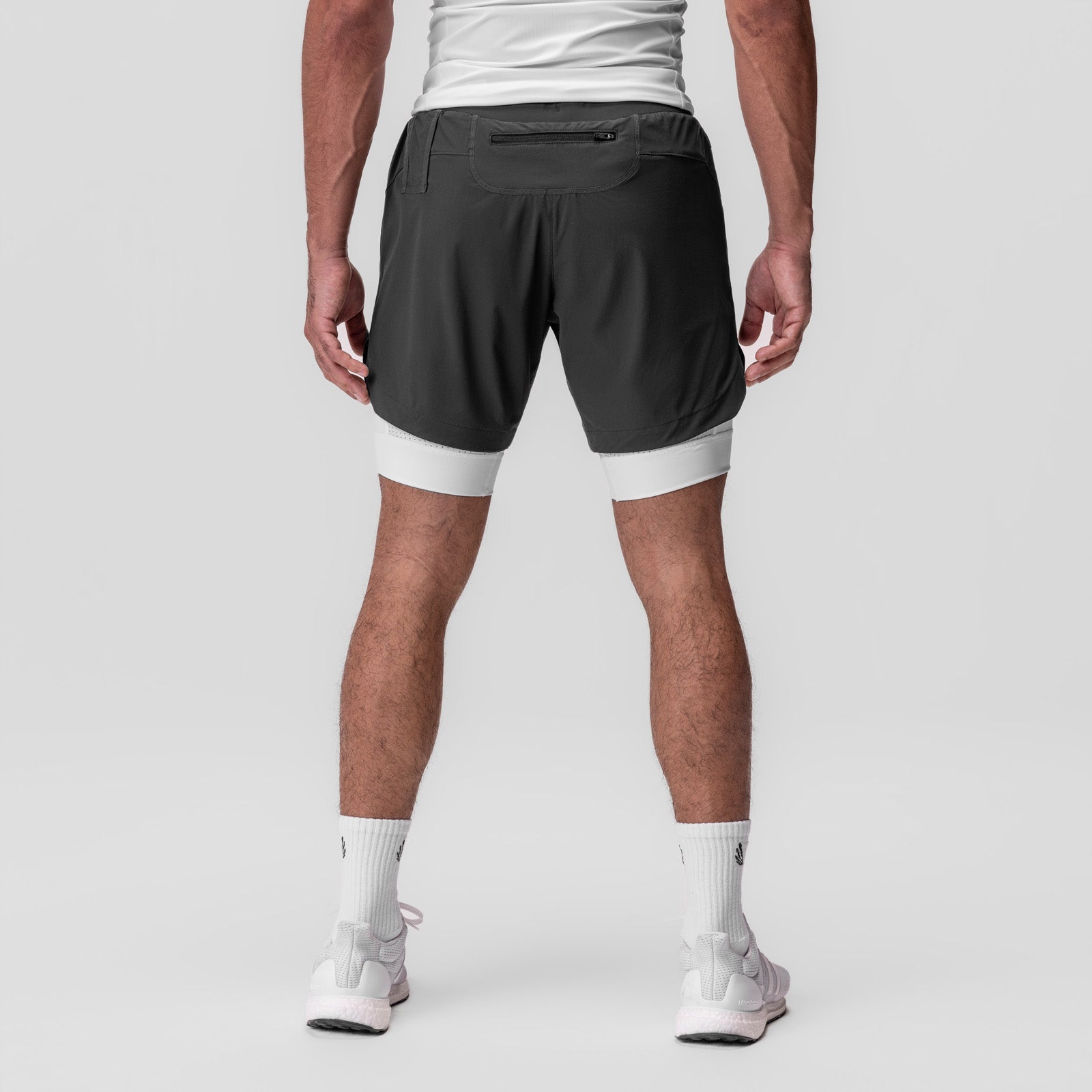 0866. Tetra-Lite® 7" Liner Short - Space Grey "Cyber"/White