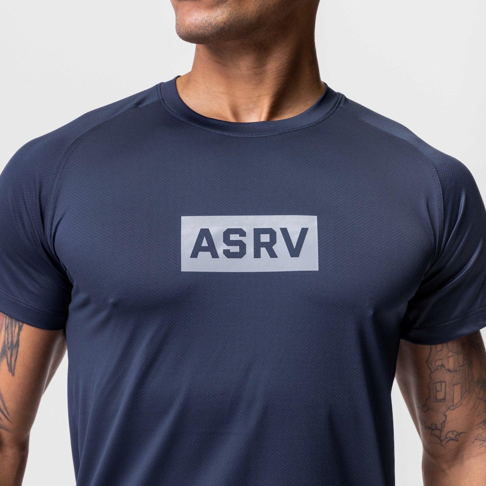0660. AeroSilver® Established Tee - Navy "Box Logo"