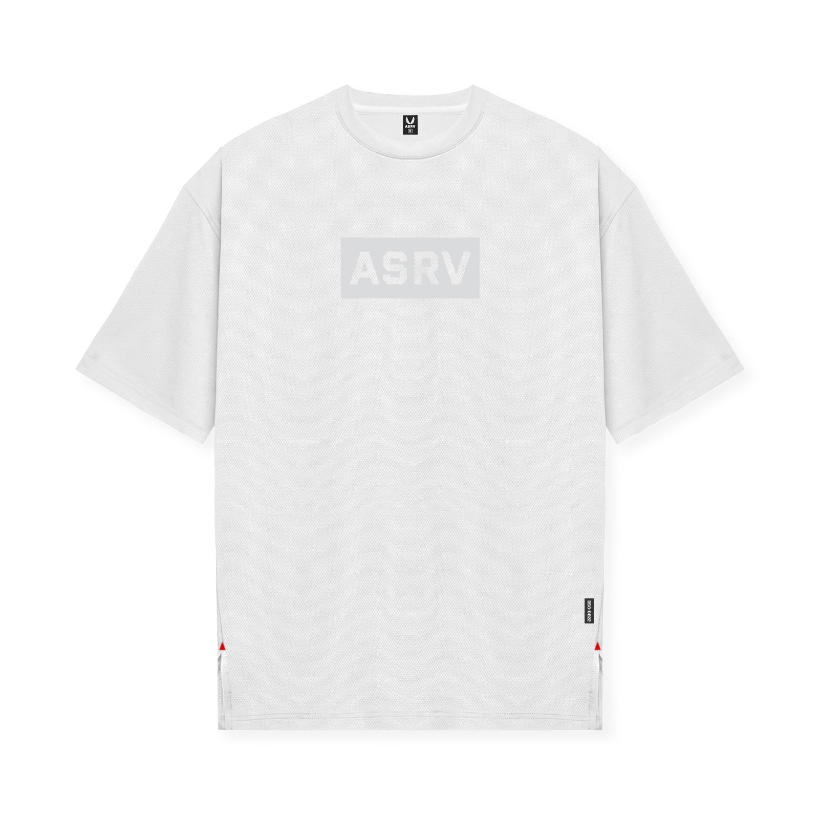 0822. AeroSilver® Oversized Tee - White "Box Logo"