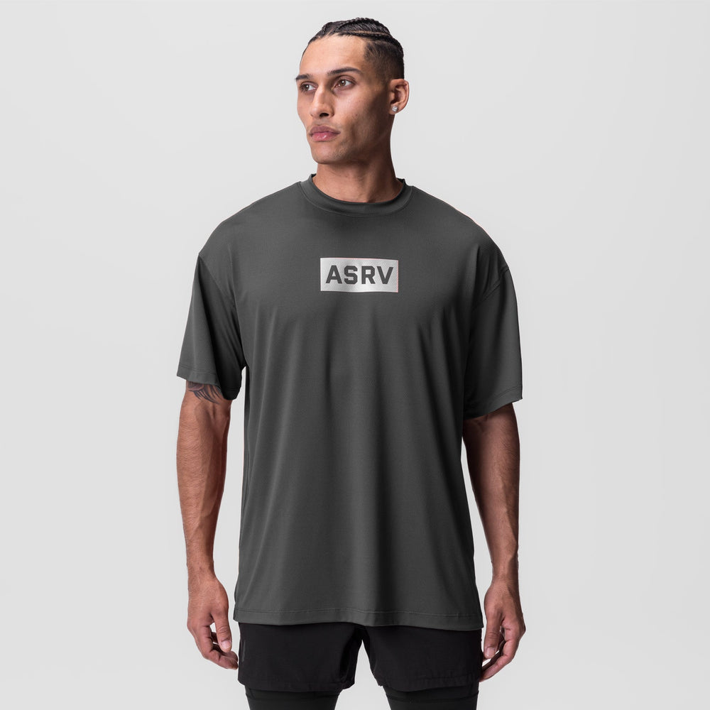 0822. AeroSilver® Oversized Tee - Space Grey "Box Logo"
